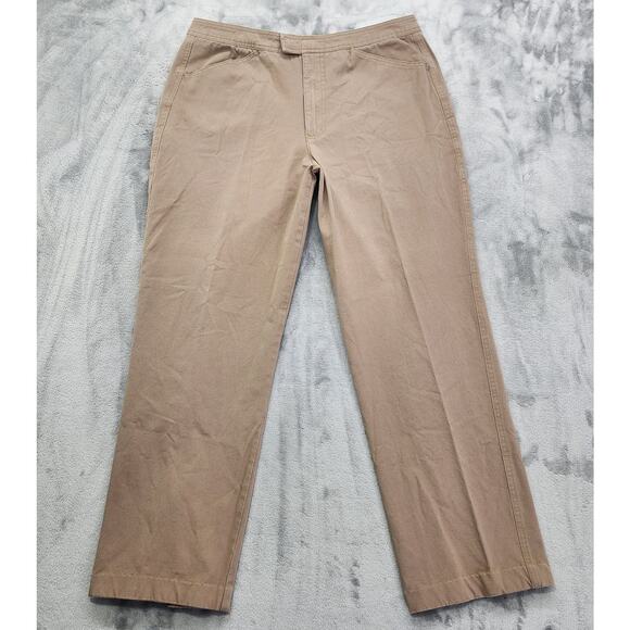 Gloria Vanderbilt Pants Womens 14 Tan Khaki High Rise Straight Leg Chino Stretch - Picture 1 of 13